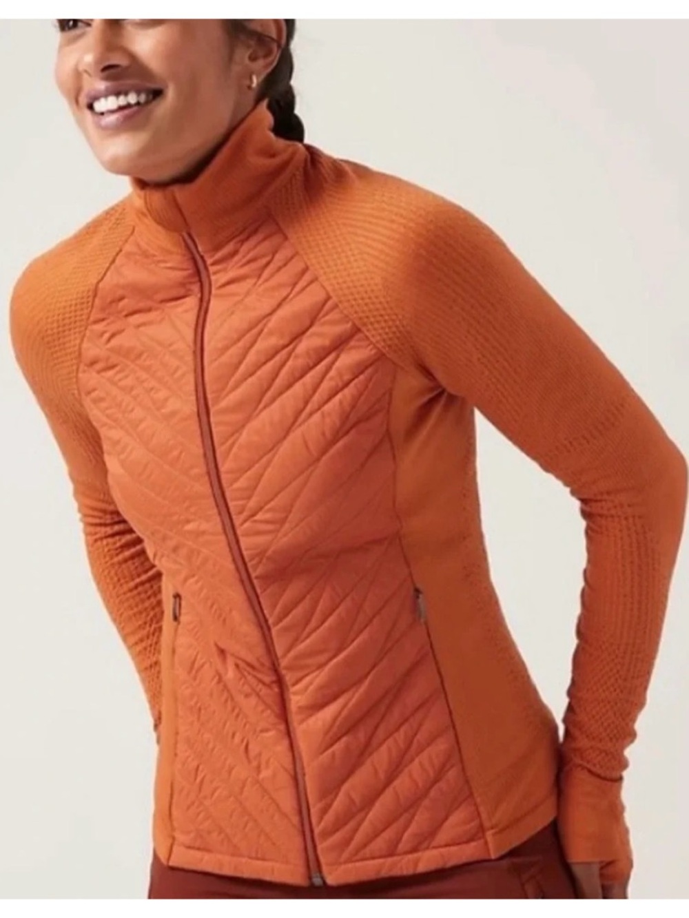 Women's Quilted Full-Zip Jacket in Burnt Orange